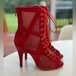 Burju Red Xiomara Heels 4 inch stiletto
